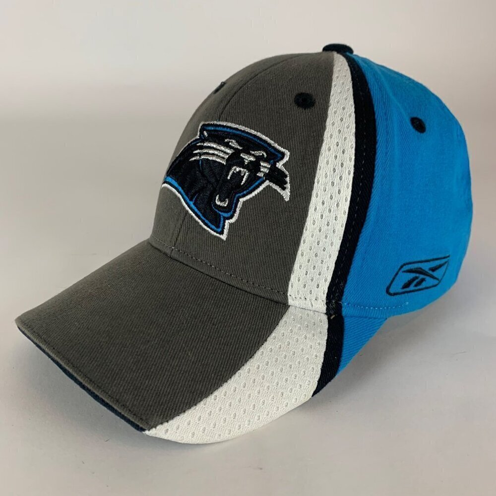 Carolina Panthers NFL Blue Gray White Reebok Stretch Fitted Hat One Size